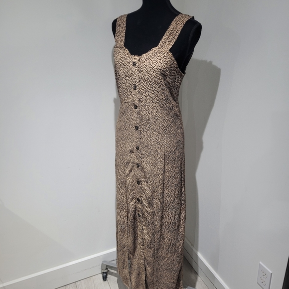 Dex Women's Sweetheart Neck Leopard Spot Buttoned Maxi Dress Small Brown Black - Picture 3 of 11